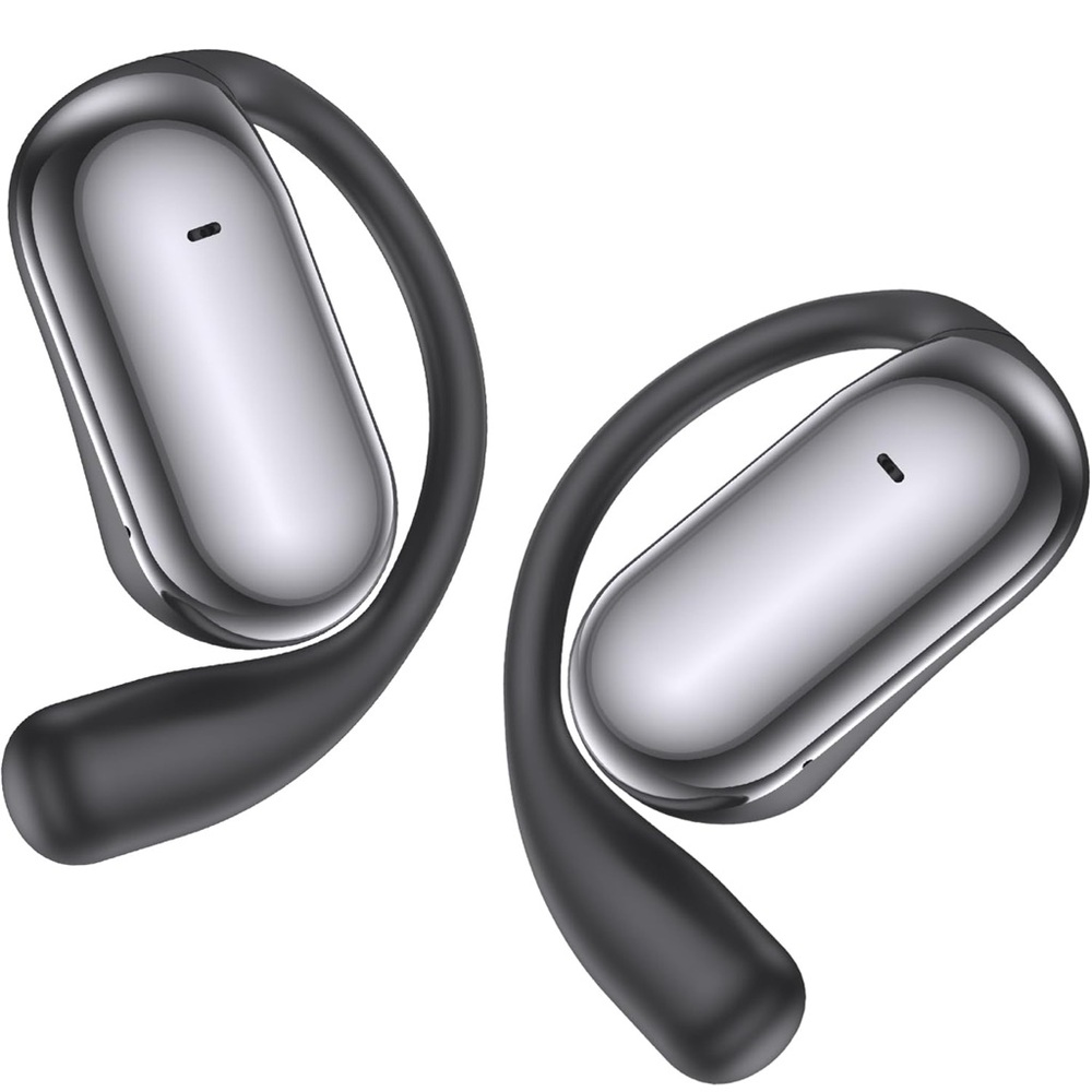 Wireless Earbuds with Ear Hooks - Black and Silver